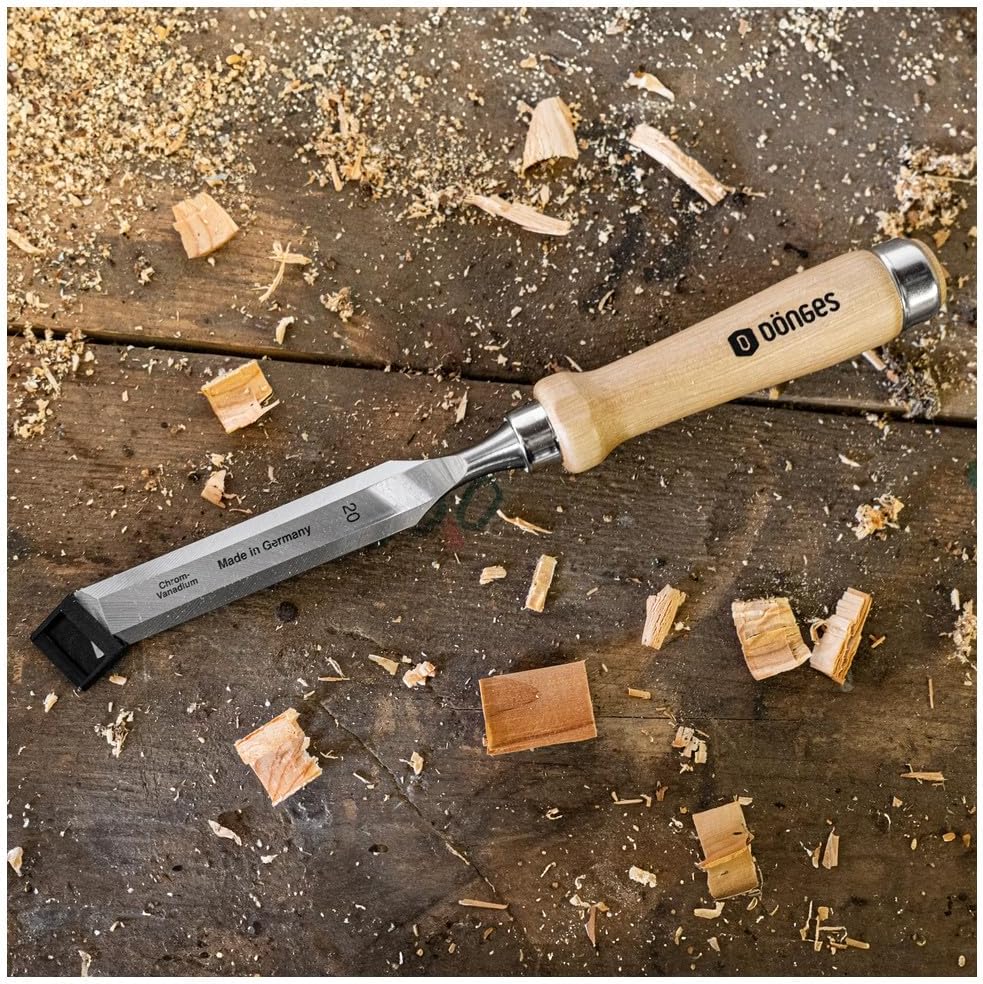 Dönges Stechbeitel 20 mm, mit Holzheft aus Weissbuche, mit Seitenfase | Made in Germany | Stecheisen