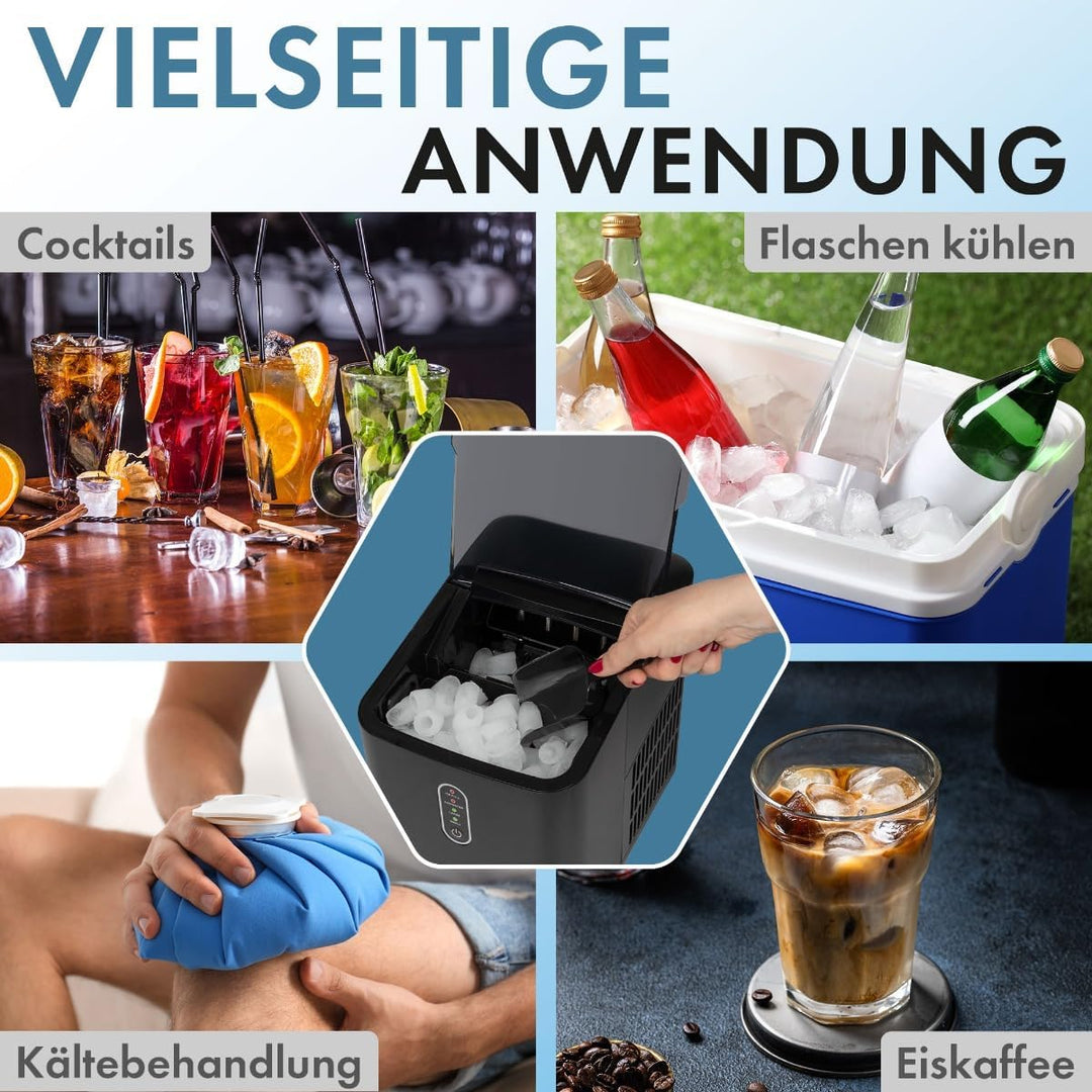 Clatronic® Eiswürfelmaschine schnelle Produktion - Eiswürfel in 10 Minuten | bis zu 10kg Eis in 24 S
