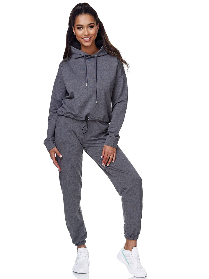 Tazzio Damen Jogginganzug Trainingsanzug Sport Freizeit Hoodie &amp; Jogginghose F200, Anthrazit