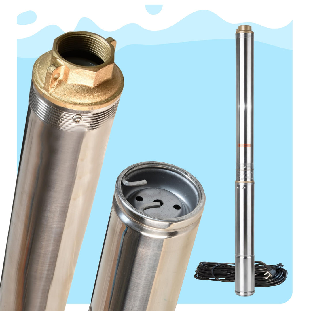 Tiefbrunnenpumpe Wasserpumpe 3" 3/19 (750W 5400l/h max Förderhöhe 71m) - Sandverträglich Edelstahl -