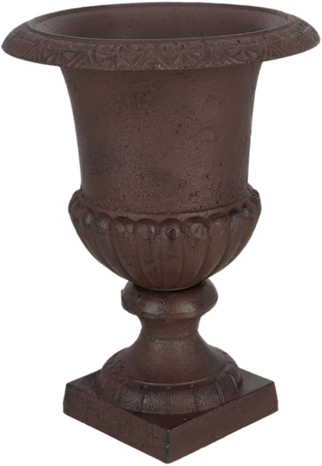 Esschert Design Blumentopf, Übertopf, Französische Vase, Amphore auf Sockel, Grösse L, ca. 31 cm x 3