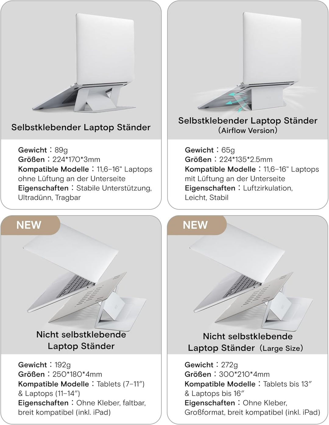 MOFT Invisible Airflow Laptopständer, mit Offenem Design für Wärmeableitung, Einstellbare Doppelwink