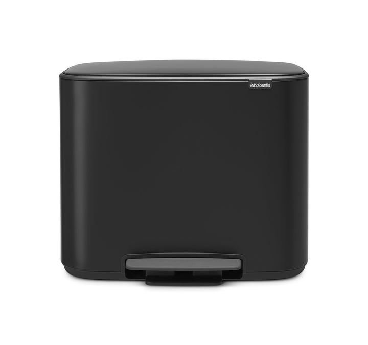 Brabantia Bo Treteimer 11 plus 23 L Abfalleimer, Metall, Matt schwarz, 54 x 36.5 x 44 cm, 1 Einheite