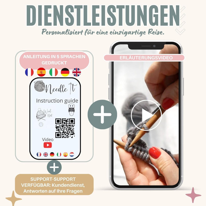 Needle It® - Komplettes Strickset für Anfänger mit Stricknadeln - Strickschal aus Wolle - Geschenkid
