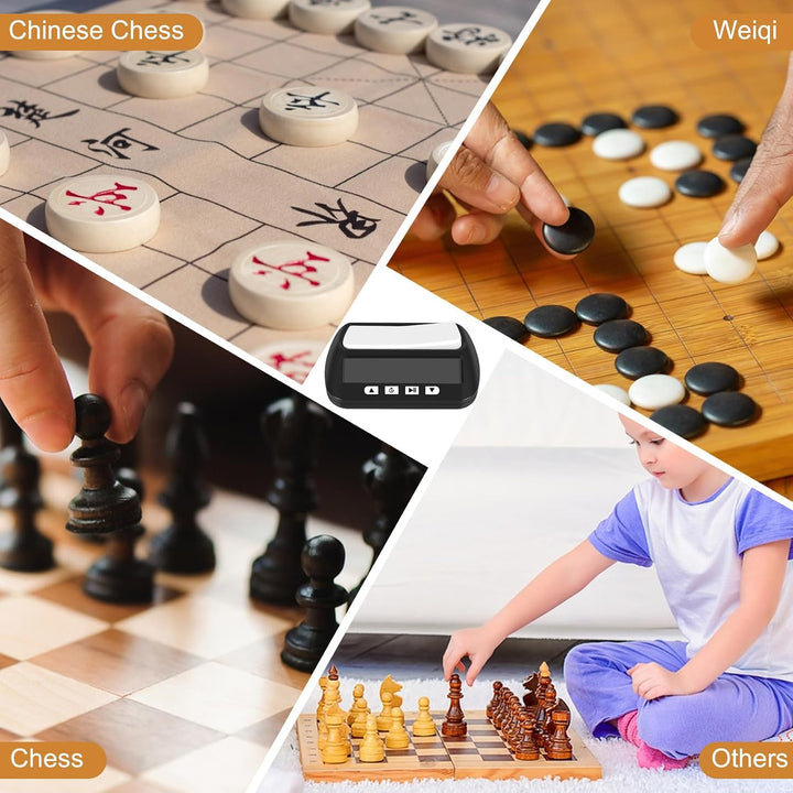 Jevina Schachuhr, Digitaler Schach-Timer und Spiel-Timer, Tragbare -Mehrzweck--Uhr Schwarz
