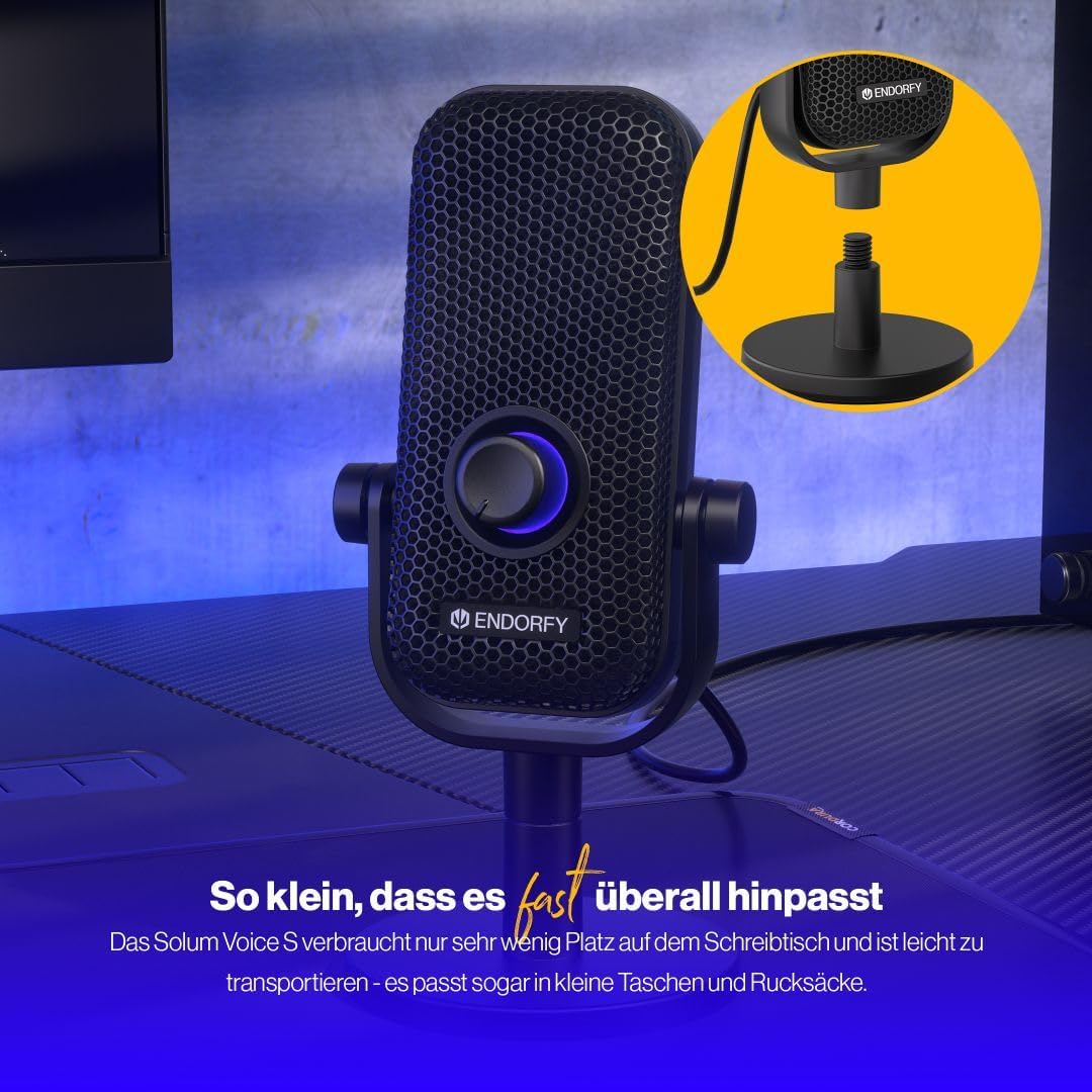 ENDORFY Solum Voice S, Mikrofon für Streaming, Chatting und Podcast-Aufnahmen, RGB-Beleuchtung, USB