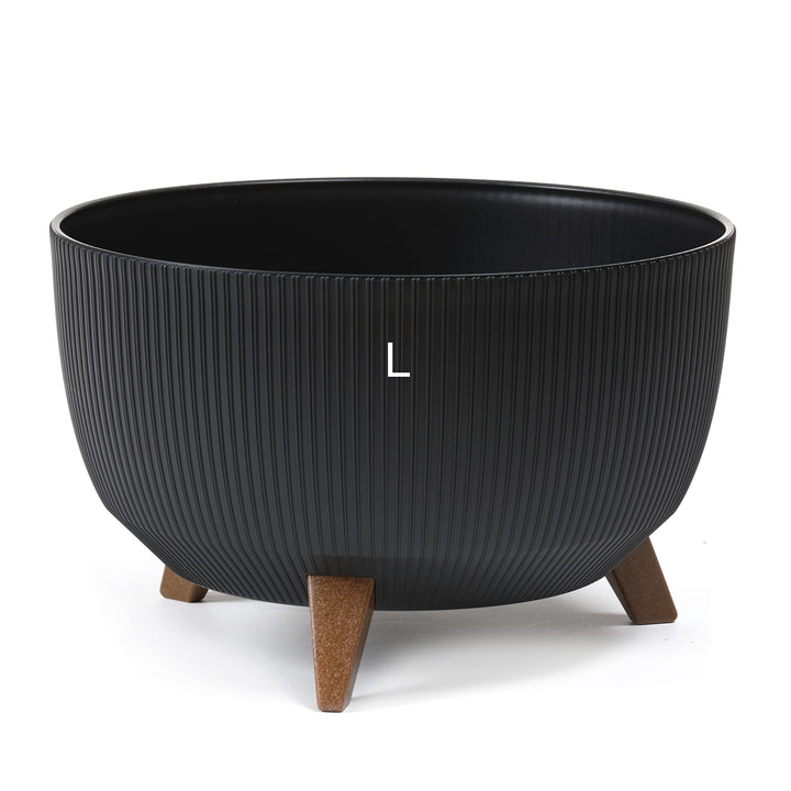 MELTOM Blumentopf Schale mit Füssen Einsatz Kräutertopf Übertopf Pflanzschale Eco Recycled (Schwarz,