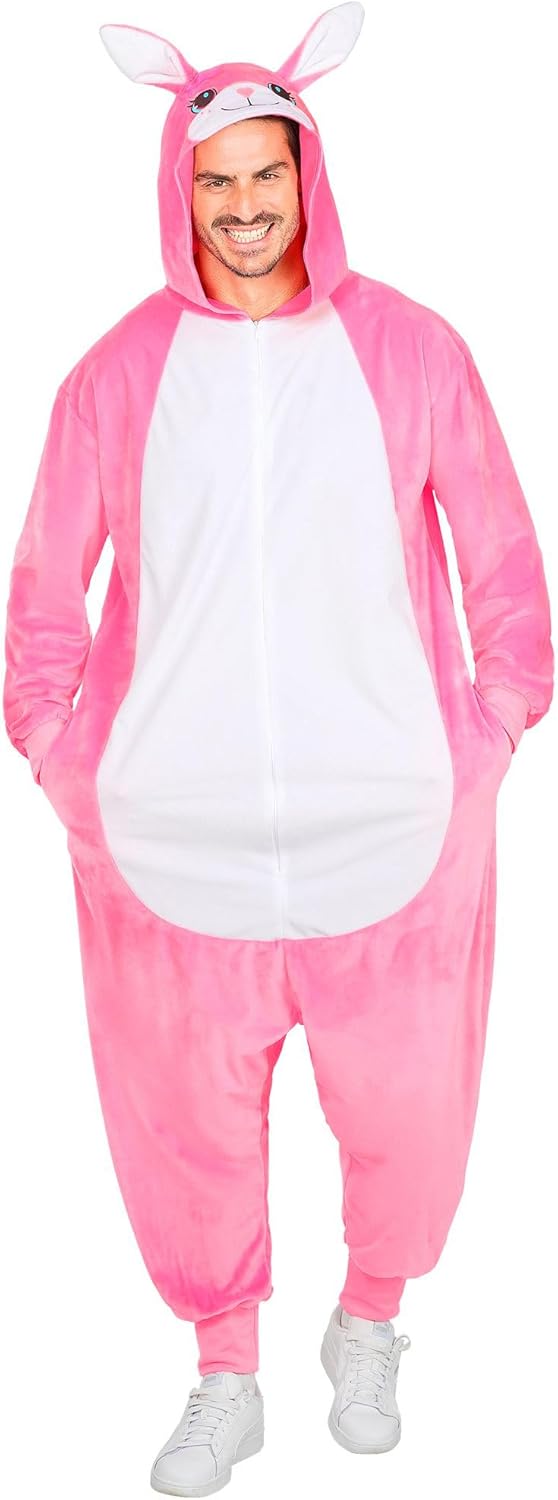 W WIDMANN MILANO Party Fashion - Tier Overall für Erwachsene, weicher Plüsch Jumpsuit mit Kapuze, Ti
