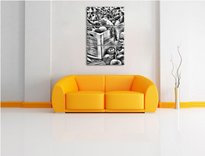 Pixxprint Obst Gemüse Kräuter als Leinwandbild/Grösse: 3 Teilig (120x80 cm) cm/Wandbild/Kunstdruck/f