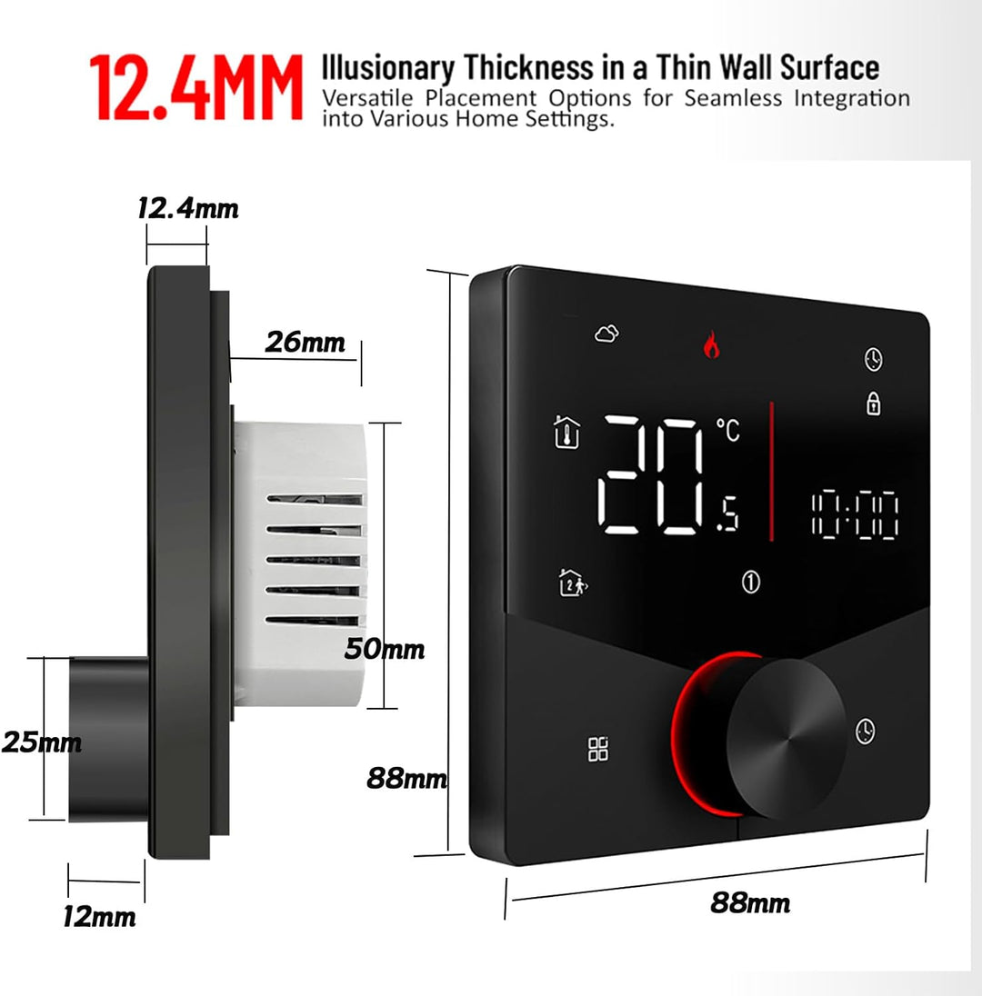 MincoHome Smart Knob Thermostat for Underfloor Electric Heating/Gas Boilers, Remote Voice Control Pr