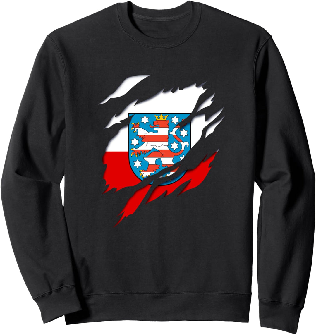 Land Thueringen Deutsche Fahne und Wappen Sweatshirt
