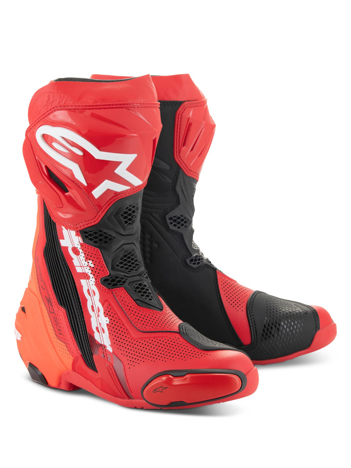Alpinestars Supertech R Vented Motorradstiefel 45 EU Bright Red Red Fluo, 45 EU Bright Red Red Fluo