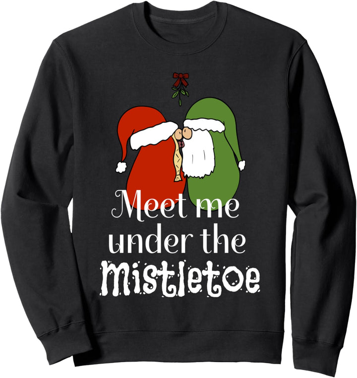 Christmas Gnomes Kissing Meet Me Under The Mistletoe Sweatshirt