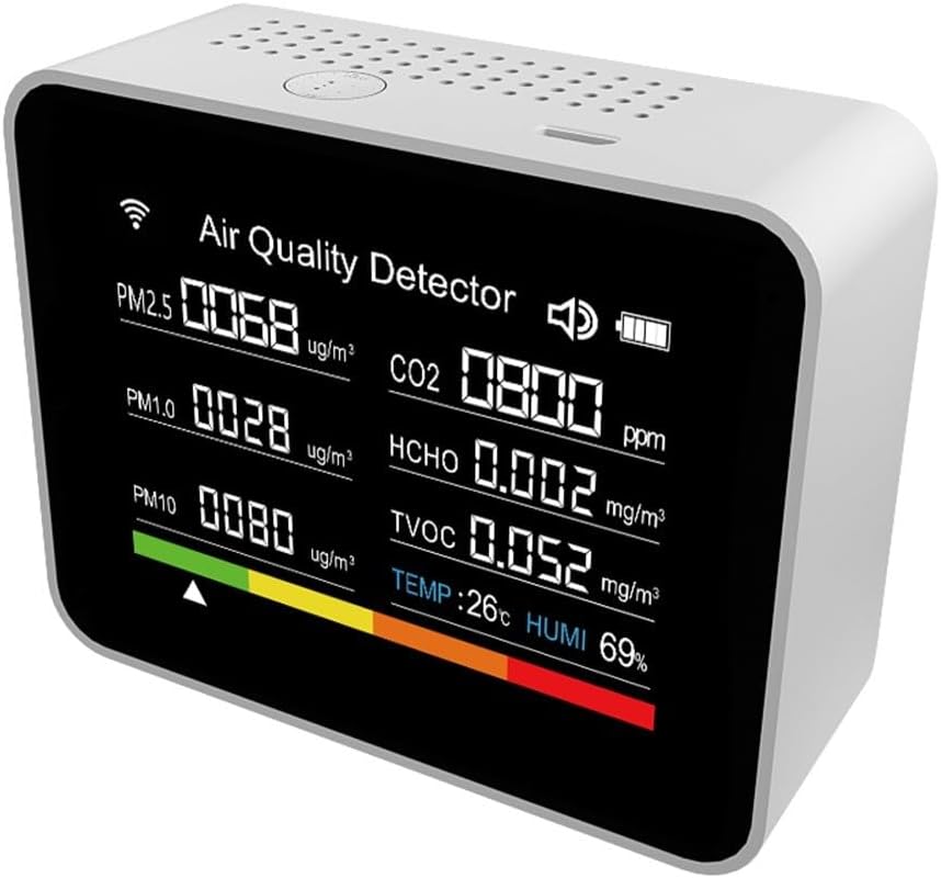 13 In 1 Luftqualität Monitor CO2 Meter Temperatur & Luftfeuchtigkeit Tester TVOC PM2.5 Schwarz, Schw