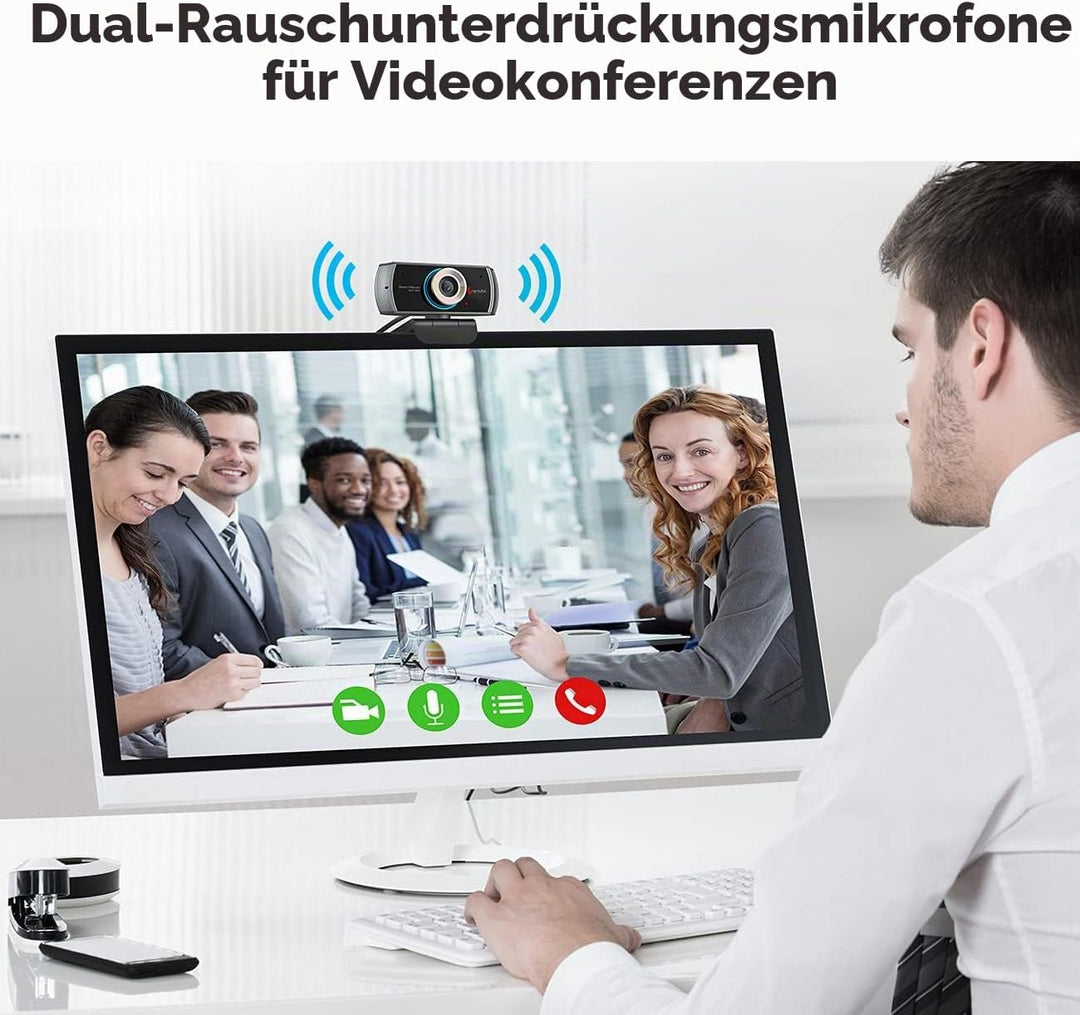 Angetube HD Gaming Webcam 1080P mit Mikrofon,USB PC Streaming Webcam mit Breitbild-Videoanrufen und