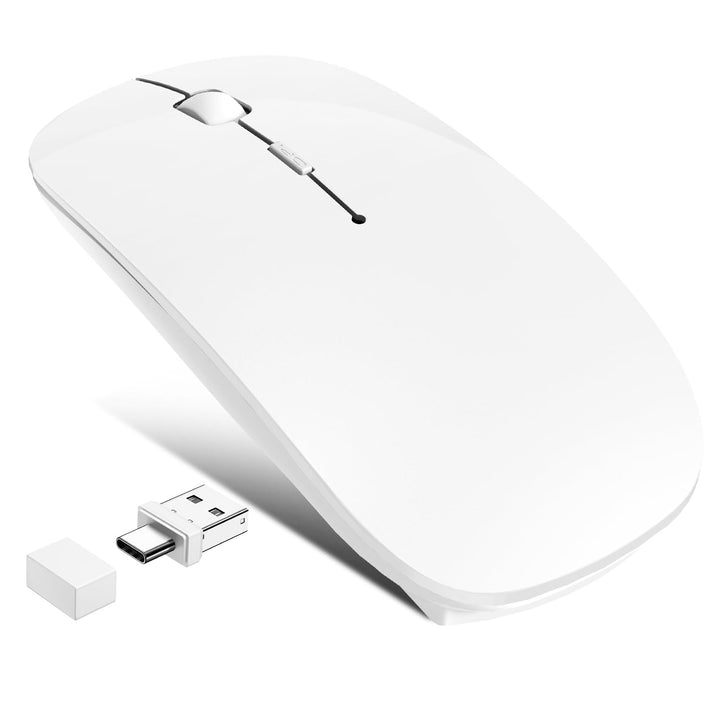 Mouse Wireless Bluetooth 5.2/3.0 e ricevitore USB-A/tipo C 2 in 1, Mouse silenzioso Con modalità jig