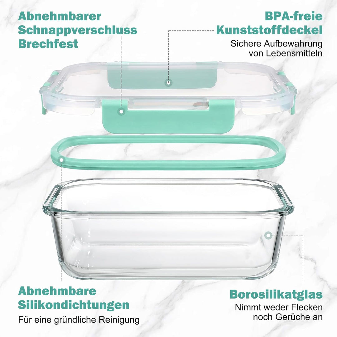 YASHE Glasbehälter mit Deckel, 12 Teile Stapelbar &amp; Luftdicht Meal Prep Boxen Glas für Spülmaschine,