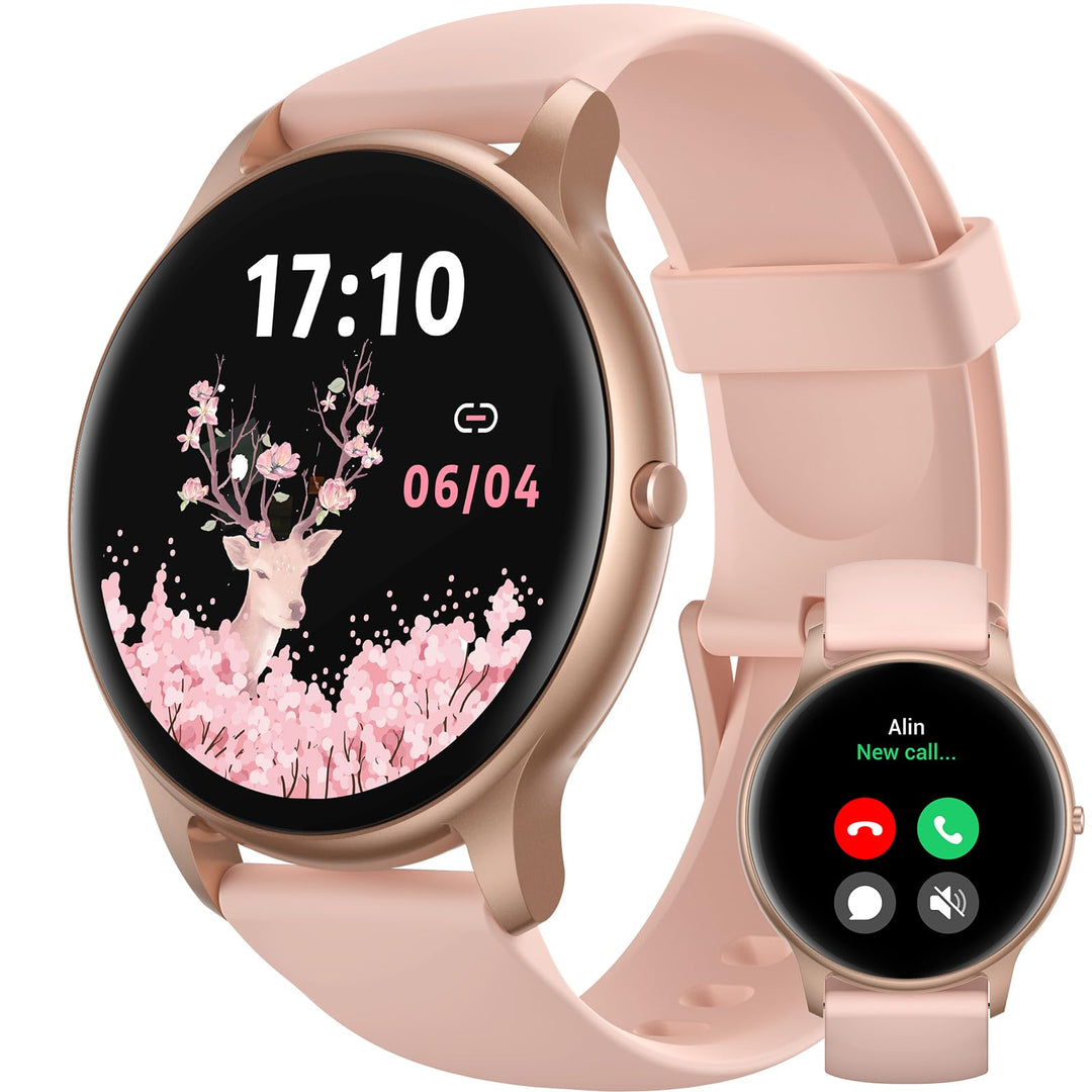 Parsonver Smartwatch Damen mit Telefonfunktion, Fitness-Tracker mit Herzfrequenz Schlafmonitor, 1.32