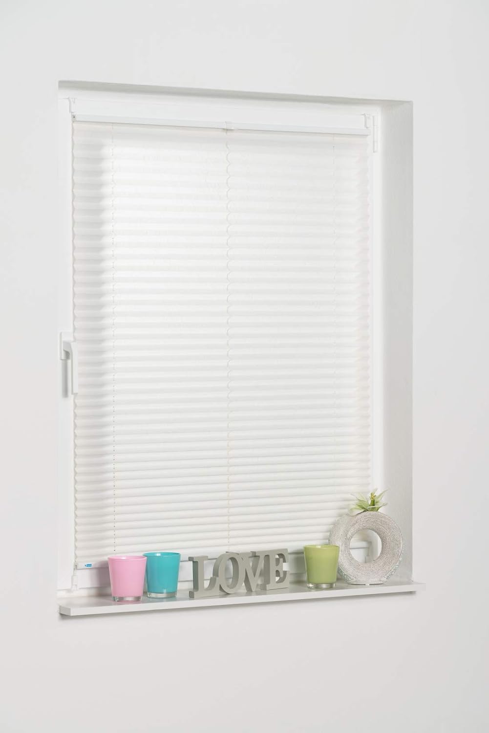 K-home Klemmfix-Plissee 105 x 130 cm (B x L) Creme Lichtschutz +++ Moderne Crushed Optik +++ 105 x 1