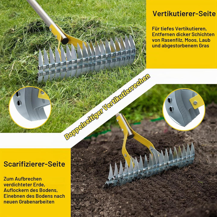 Vertikutierrechen Strohrechen, Rasenrechen Mit 114 cm Verstellbarem Langem Griff Robuster Garten-Lau