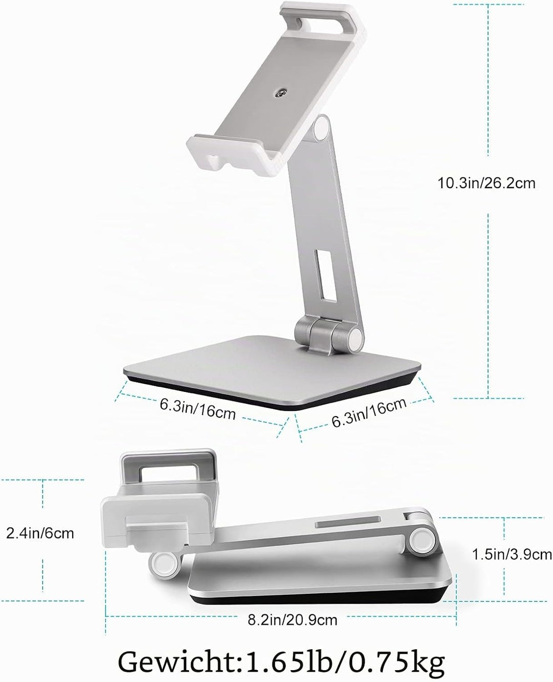 SHUOSUO Tablet Ständer Verstellbar & Faltbar, Schwerer Aluminium Tablet Halterung Halter Tisch, komp