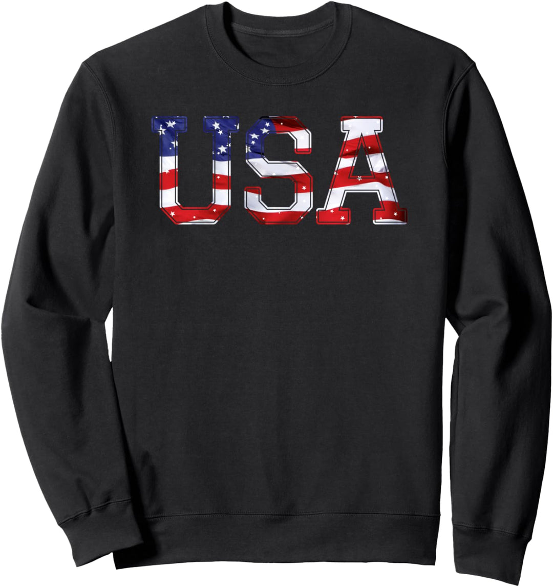 USA Stars & Stripes Filled Text Sweatshirt