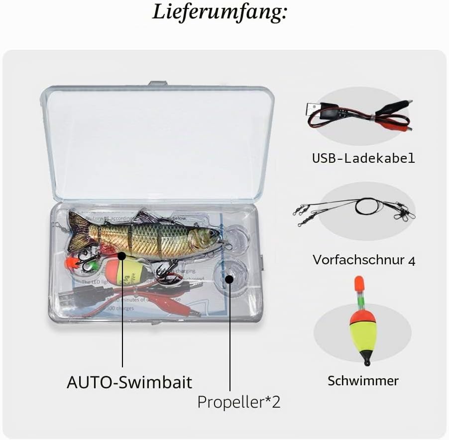 ods lure Robotic Schwimmköder USB wiederaufladbar Fischköder mit LED Licht Elektrischer Angelköder m