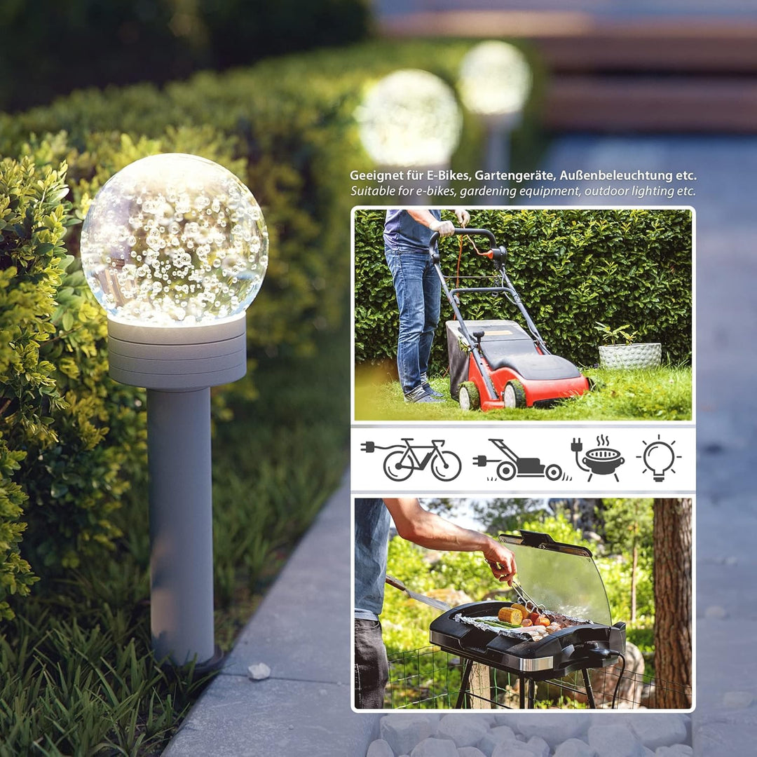 ledscom.de 2 Stück Garten Steckdosensäule PIWI mit Erdspiess für aussen, IP44, 2-Fach, Edelstahl, an