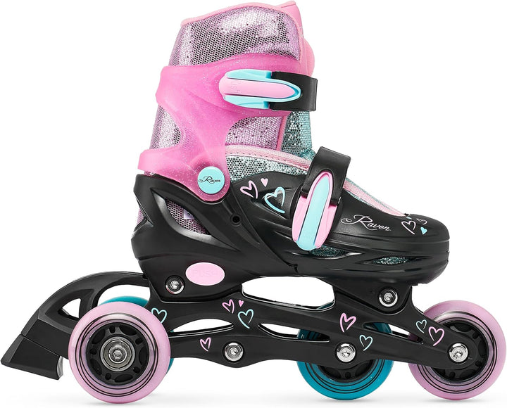 RAVEN 3in1 Inline Skates Triskates Rollschuhe Inliner für Kinder Mädchen verstellbar 27-30 (16,5cm-1