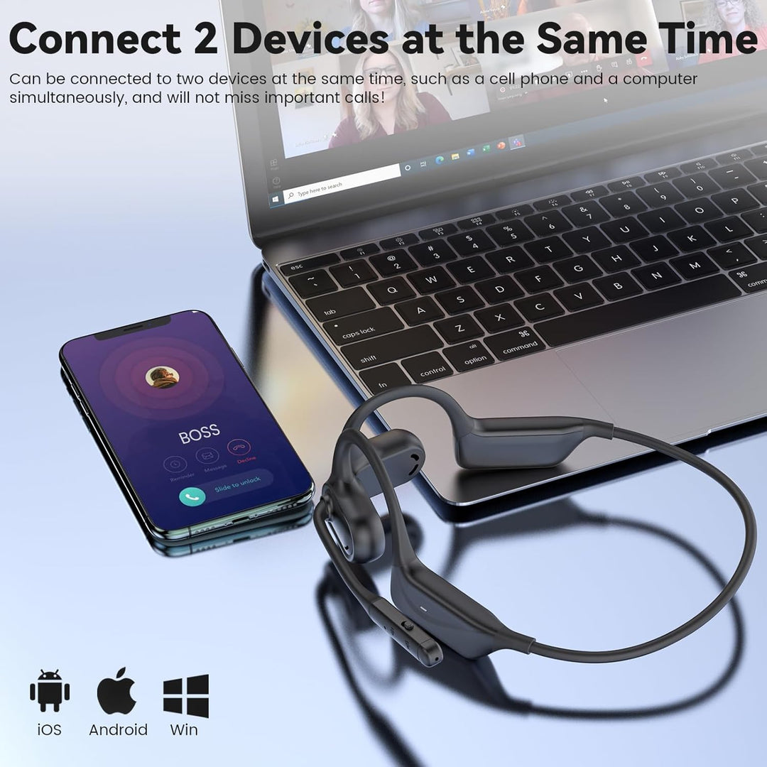 MONODEAL Bluetooth Headset mit Mikrofon, Open-Ear Kopfhörer Bluetooth 5.4 mit Geräuschunterdrückung