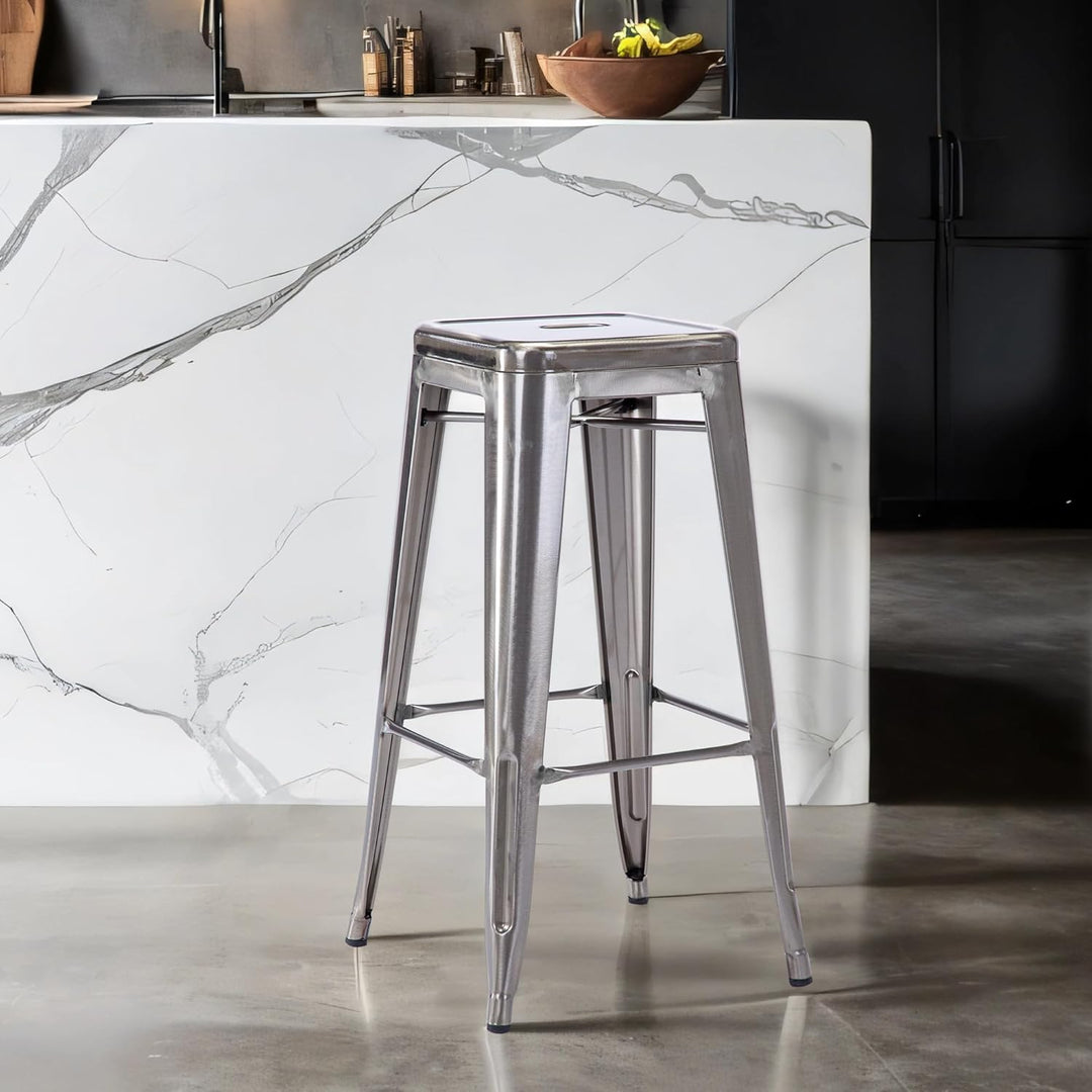 Duhome Barhocker Eisen Barstuhl, Sitzhöhe 76cm Tresenhocker, Stapelbar Metall Bistrohocker mit Fusss