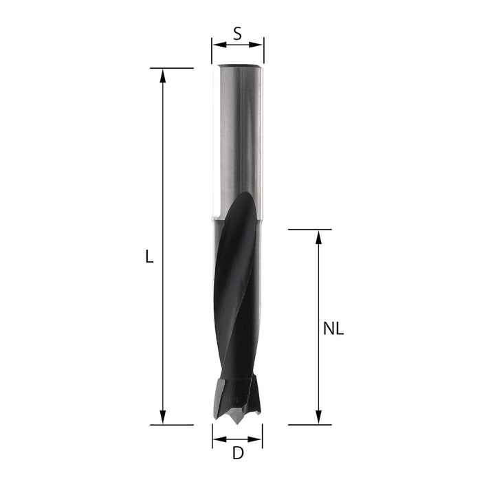 ENT 22362 Dübelbohrer HW, Schaft (S) 10 mm, Durchmesser (D) 6 mm, NL 35 mm, SL 30 mm, L 70 mm, Recht