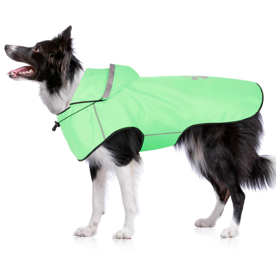BiPawTi Verstellbar Regenmantel Hund Wasserdicht – Hunde-Regenjacke Reflektierenden Kapuze mit Verst