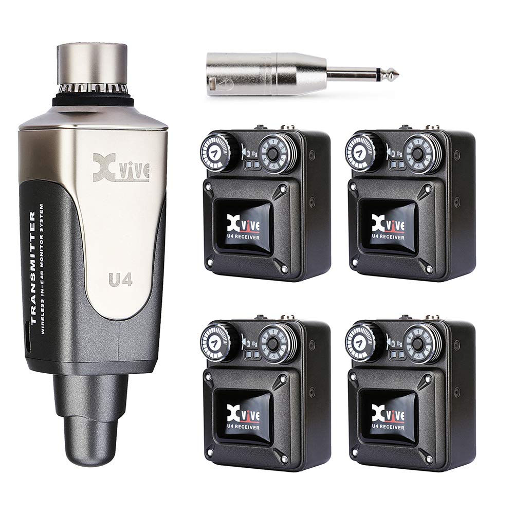 XVive U4 In-Ear Monitor Wireless System - Bundle, 1x Transmitter + 4X Receiver 2 Empfänger, 2 Empfän