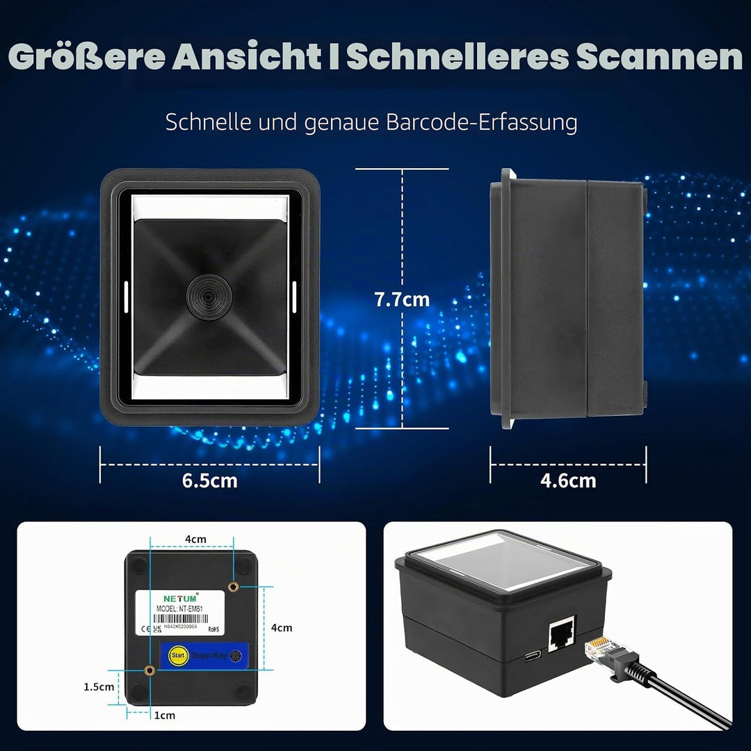 NETUM NT-EM61 Eingebautes Barcode-Scanner-Modul, 1D/2D QR-Code Leser, Industrieller Festeinbau, USB