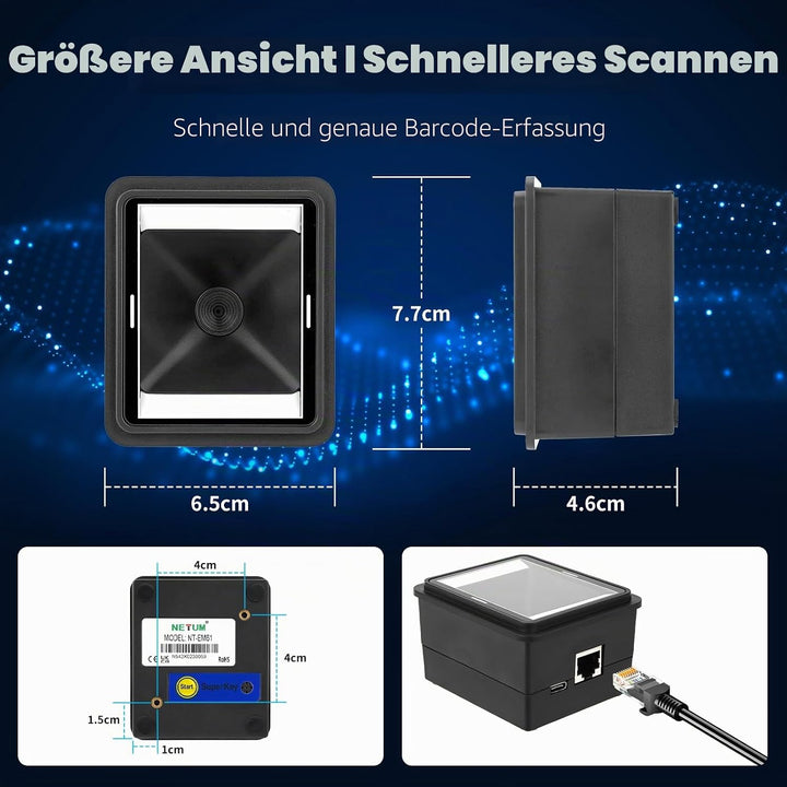 NETUM NT-EM61 Eingebautes Barcode-Scanner-Modul, 1D/2D QR-Code Leser, Industrieller Festeinbau, USB