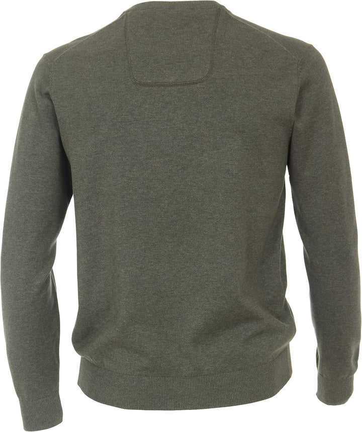 CASAMODA Herren Pullover mit V-Ausschnitt unifarben Elastischer Bund M 325 - Grün, M 325 - Gr&amp;