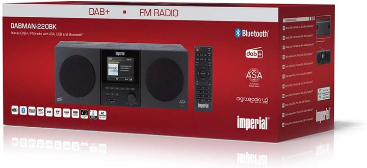 Imperial DABMAN-220BK - DAB Plus FM Radio - Bluetooth V5.3 - USB Wiedergabe und Ladefunktion - Gross