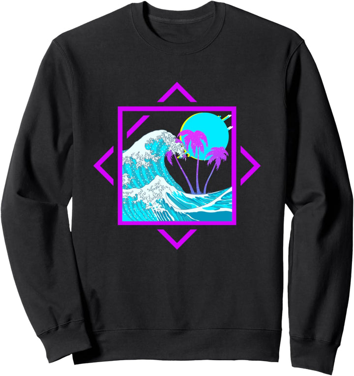 Vaporwave Aesthetic Great Wave Paradise Sunset Otaku Gift Sweatshirt