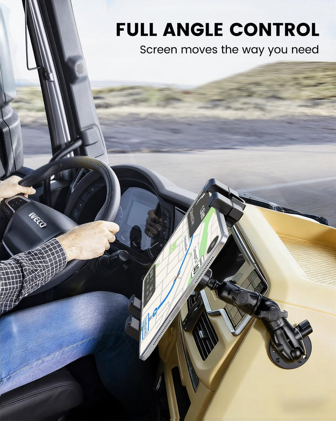 OHLPRO Heavy Duty Tablet Halterung LKW Dashboard - Bohrfuss Halter für iPad & Tablets (5-17 Zoll), P