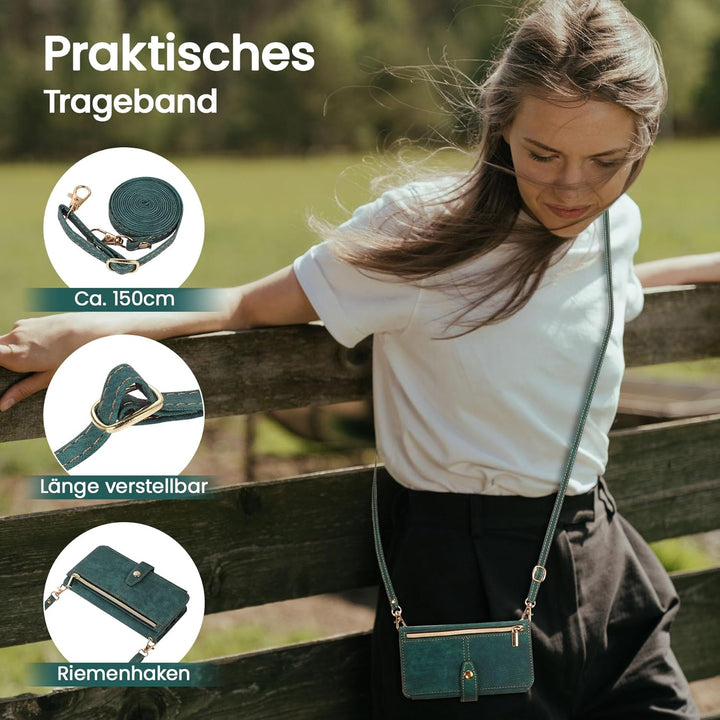 ZCDAYE Hülle für iPhone 16e mit Band Handykette, Leder iPhone 16e Handyhülle Handytasche mit Kartenf