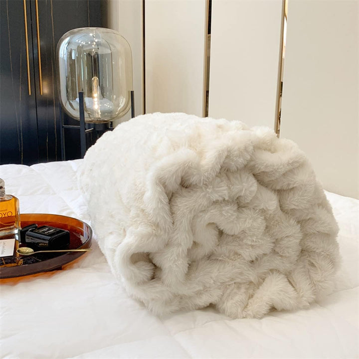 Fouriding Kunstpelz Fleece Decke,Winter weiche warme Blase Kunstpelz Fleece Decke für Bett Sofa Casu