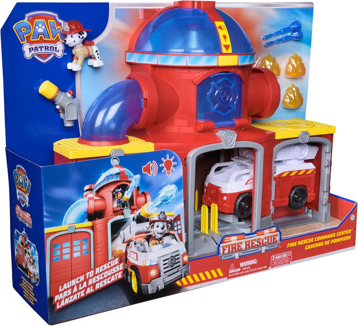 PAW PATROL – Fire Rescue Feuerwehr-Station mit Licht- und Soundeffekten, Wasserkanone, Rutschstange