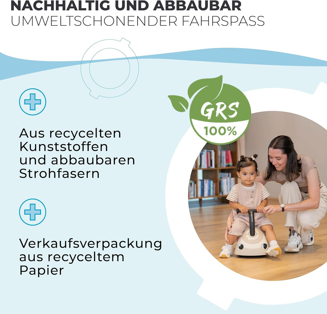GLOBBER Walk N' ROLL 2in1 ECO – Lauflernwagen & Rutschauto ab 1 Jahr, Eva-Rollen, nachhaltiger Kunst