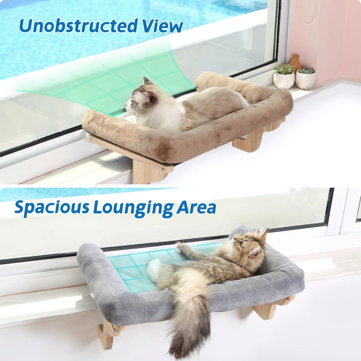 Zakkart Katzen-Sitzstange für Fensterbank mit Nackenrolle, orthopädisches Hängematten-Design mit hoc