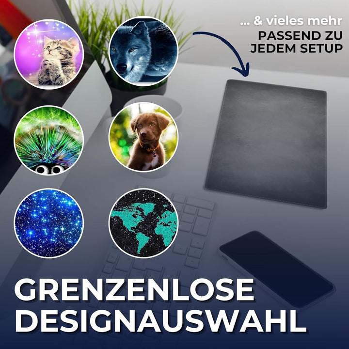 Silent Monsters Mauspad XXL 900 x 400 mm grosses Mousepad Tiger - Vernähter Rand, rutschfest & leise