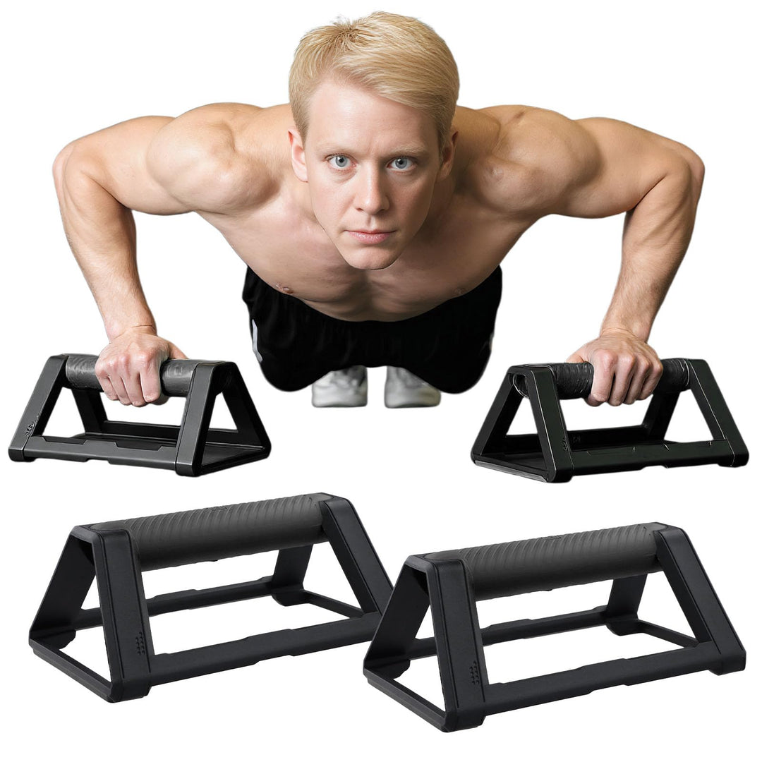 2 Stück Liegestützgriffe, Handstand Griffe mit Silikongriff Rutschfester Basis, Tragbar Stapelbar, T