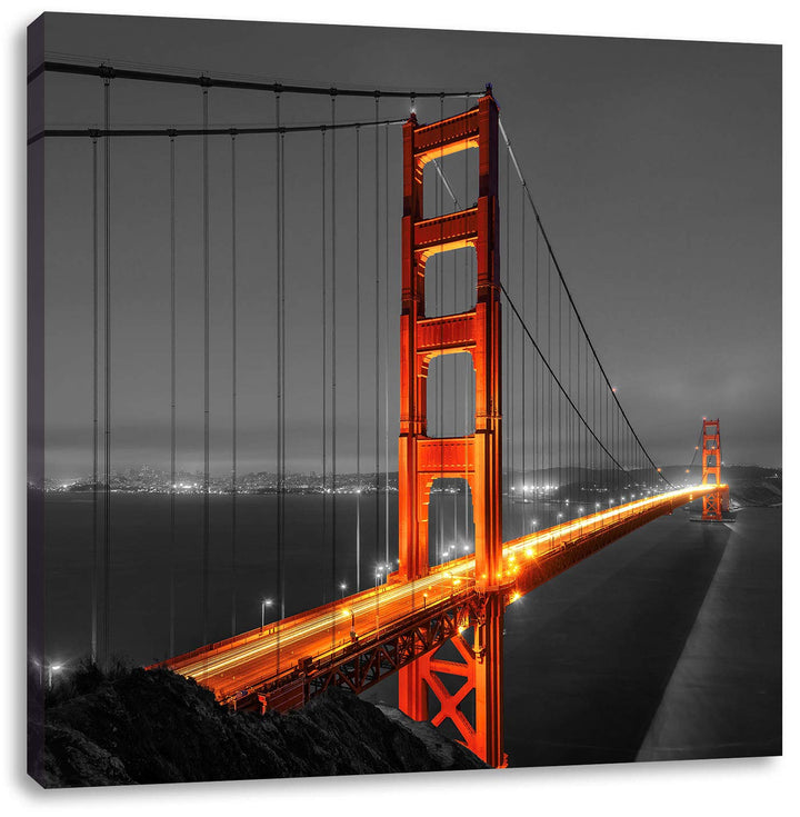 Pixxprint majestätische Golden Gate Bridge als Leinwandbild/Grösse: 70x70 cm/Wandbild/Kunstdruck/fer