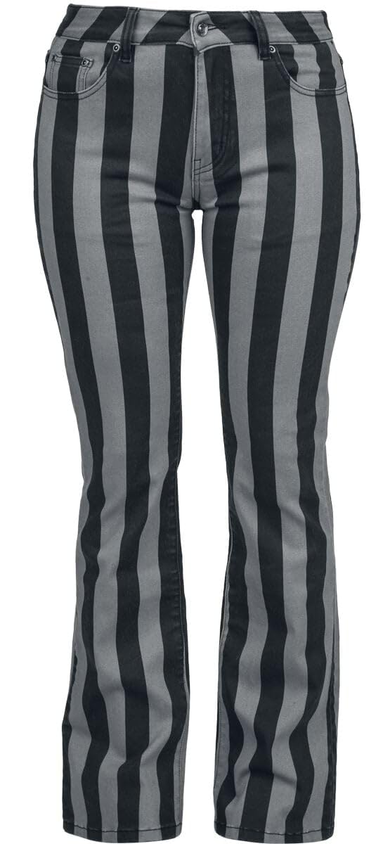 Gothicana by EMP Damen schwarz-grau gestreifte Hose W30L34