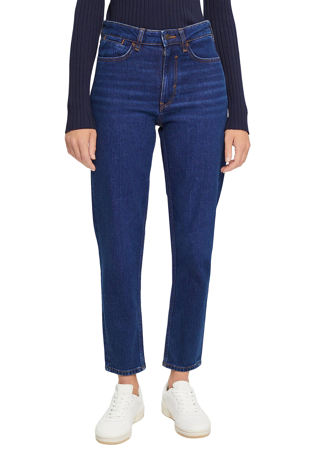 ESPRIT Jeans mit hohem Bund und geradem Beinverlauf 24 Blue Dark Washed, 24 Blue Dark Washed